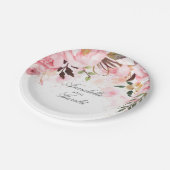 Pink Floral Watercolor Hochzeit Pappteller (Schrägansicht)