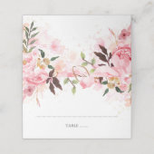 Pink Floral Watercolor Hochzeit Platzkarte (Außenseite Aufgefaltet)