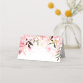 Pink Floral Watercolor Hochzeit Platzkarte (Rückseite)