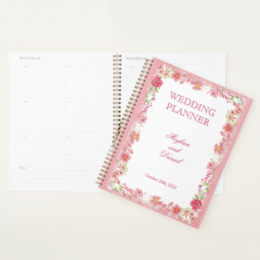 Pink Floral Watercolor Hochzeitsplaner Planer (Anzeige)