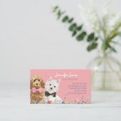 Pink Floral Watercolor Hund Rasse Hunde Groomer Visitenkarte (Stehend Vorderseite)