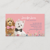 Pink Floral Watercolor Hund Rasse Hunde Groomer Visitenkarte (Vorderseite)