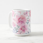 Pink Floral Watercolor Kaffeetasse (Vorderseite Links)