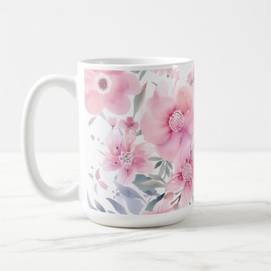 Pink Floral Watercolor Kaffeetasse (Links)