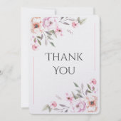 Pink Floral Watercolor Modern Dankeskarte (Vorderseite)