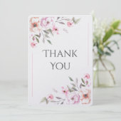 Pink Floral Watercolor Modern Dankeskarte (Stehend Vorderseite)