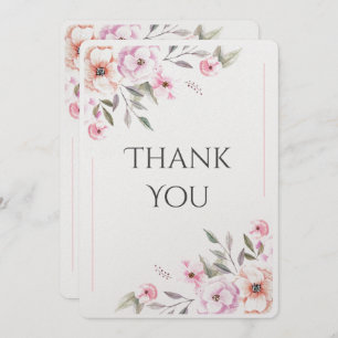 Pink Floral Watercolor Modern Dankeskarte