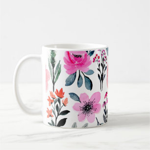 Pink Floral Watercolor Moderne Moderne Moderne Leb Kaffeetasse