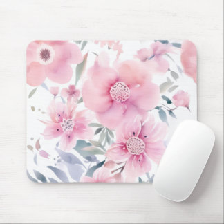 Pink Floral Watercolor Mousepad