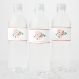 Pink Floral Watercolor Name Baby Girl Dusche Wasserflaschenetikett