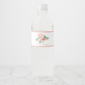Pink Floral Watercolor Name Baby Girl Dusche Wasserflaschenetikett (Vorderseite)
