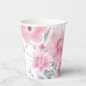 Pink Floral Watercolor Pappbecher (Rückseite)