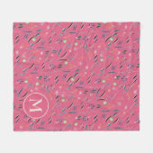 Pink Floral Watercolor Persönliche Monogramm Fleecedecke (Vorderseite (Horizontal))