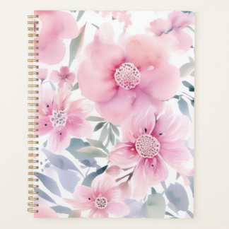 Pink Floral Watercolor Planer
