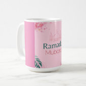 Pink Floral Watercolor Ramadan Mubarak Aufkleber Kaffeetasse (Vorderseite Links)