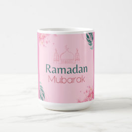 Pink Floral Watercolor Ramadan Mubarak Aufkleber Kaffeetasse