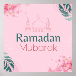 Pink Floral Watercolor Ramadan Mubarak Poster