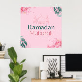 Pink Floral Watercolor Ramadan Mubarak Poster (Heimbüro)