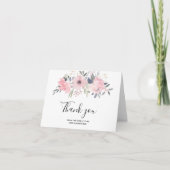 Pink Floral Watercolor Script-Brautparty Dankeskarte (Vorderseite)
