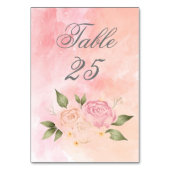 Pink Floral Watercolor Script Hochzeit Tischnummer (Rückseite)