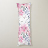 Pink Floral Watercolor Seitenschläferkissen (Rückseite (Vertikal))