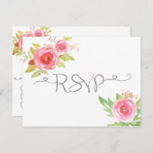 Pink Floral Watercolor UAWG Antwortkarte 3605 Einladungspostkarte (Vorne/Hinten)