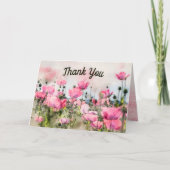 Pink Floral Watercolor Vielen Dank Karte (Vorderseite)