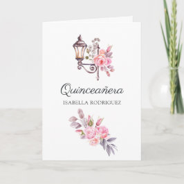 Pink Floral Watercolor Vintag Paris Quinceañera Einladung