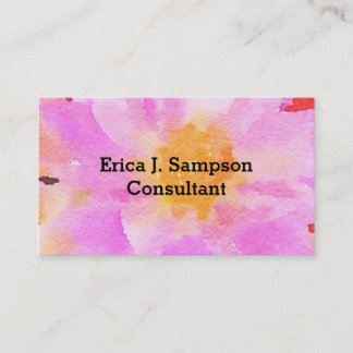 Pink Floral Watercolor Visitenkarte