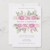 Pink Floral Watercolor Wedding Invitation  Einladung (Vorderseite)