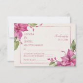 Pink Floral Watercolor Wedding RSVP Karte (Vorderseite)
