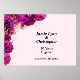 Pink Floral Wedding Anniversary Poster