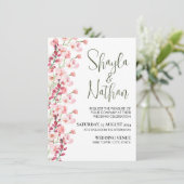 Pink Floral Wedding & Birthday Invitation Einladung (Stehend Vorderseite)
