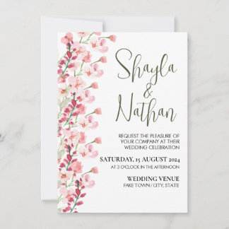 Pink Floral Wedding & Birthday Invitation Einladung