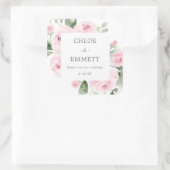 Pink Floral Wedding Box Gefälligkeitsaufkleber Quadratischer Aufkleber (Tasche)