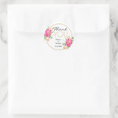 Pink Floral Wedding Danke Runder Aufkleber (Tasche)