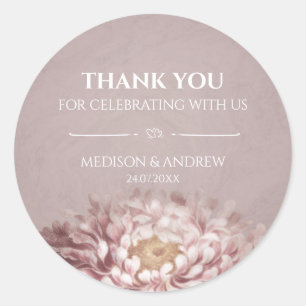 Pink Floral Wedding Danke Sticker