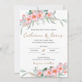Pink FLoral Wedding Einladung (Vorderseite)