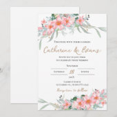 Pink FLoral Wedding Einladung (Vorne/Hinten)