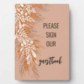 Pink Floral Wedding Guest Book Sign Plaque Fotoplatte (Vorderseite)