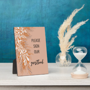 Pink Floral Wedding Guest Book Sign Plaque Fotoplatte