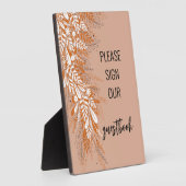 Pink Floral Wedding Guest Book Sign Plaque Fotoplatte (Seite)