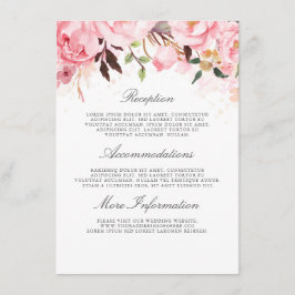 Pink Floral Wedding Information Guest Begleitkarte