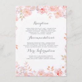 Pink Floral Wedding Information Guest Begleitkarte