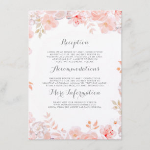 Pink Floral Wedding Information Guest Begleitkarte