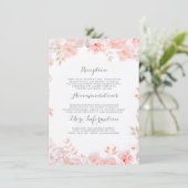 Pink Floral Wedding Information Guest Begleitkarte (Stehend Vorderseite)