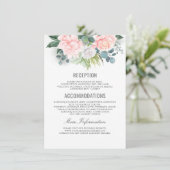 Pink Floral Wedding Information Guest Begleitkarte (Stehend Vorderseite)