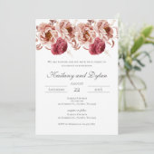 Pink Floral Wedding invitation Einladung (Stehend Vorderseite)