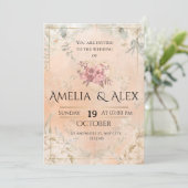 Pink Floral Wedding Invitation | Elegant Customiza Einladung (Stehend Vorderseite)
