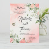 Pink Floral Wedding Invitation - Elegant Save The Date (Stehend Vorderseite)